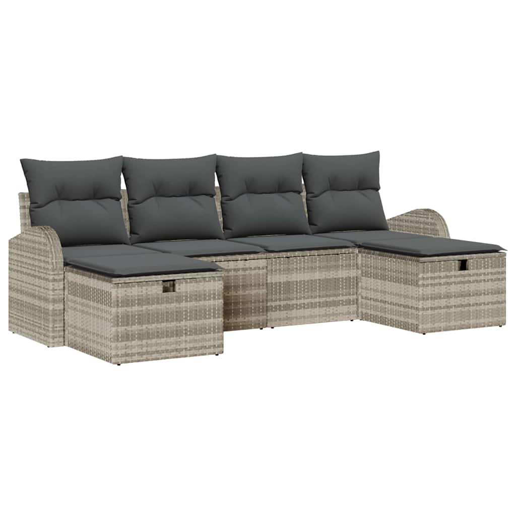 Garten-Sofa-Set 6 pcs Hellgrau 234 x 117 x 85 cm Poly Rattan